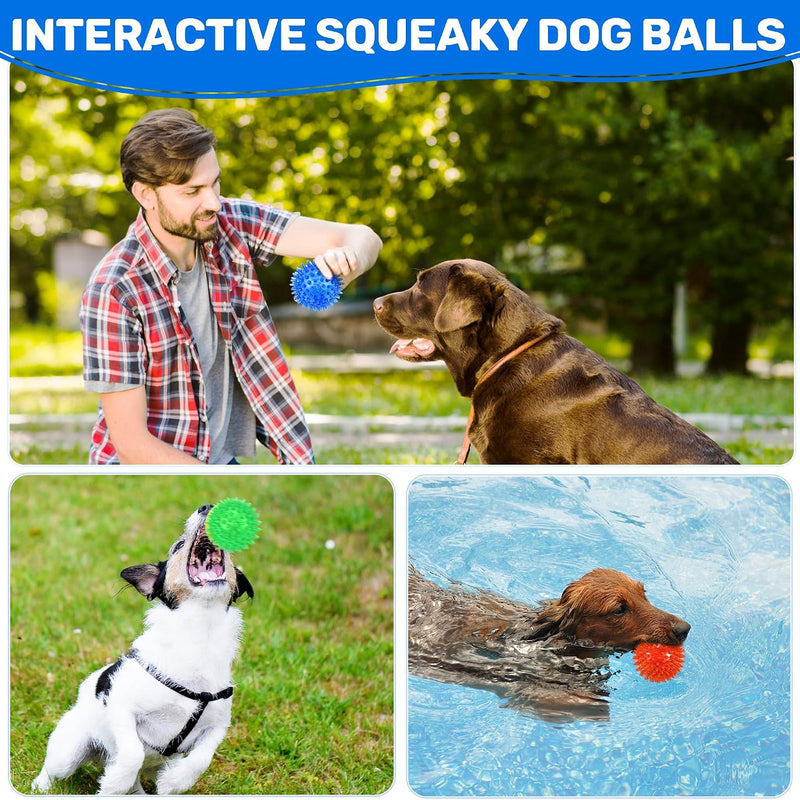 6 Pack 2.5" Light Up Squeaky Dog Balls, Spiky Dog Toy Balls for Puppy Small,Medium Dogs