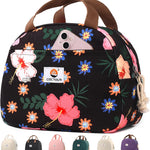 CaCTOUR Lunch Box for Women Girls Teens,Cute Lunch Box Cooler Bag, Portable Insulated Small Lunch Bag Women Reusable Corduroy Lunch Tote for Work/Travel/Picnic/School (Flower)