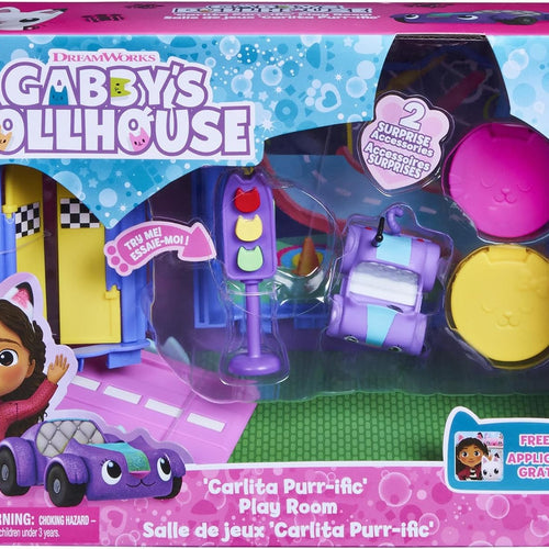 Gabby's Dollhouse, Carlita Purr-ific Play Room with Carlita Toy Car, Accessories, Furniture and Dollhouse Deliveries, Kids Toys for Ages 3 and up
