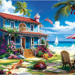 300 Pieces Puzzle for Adults | Beach House Puzzle | Recycled Cardboard Large Piece Jigsaw Puzzles 300 Pieces | Challenging Game Home Decor Birthday Party Gift Toy for Adults Kids Seniors 20.5*15 inch