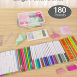 Sooez 6 Pack Extra Large Pencil Box, Plastic Pencil Case Crayon Box, Clear Marker Organizer Plastic Containers with Lid, Stackable Storage Boxes for Art Craft,Pen,Back to School Teacher Supplies, Grey