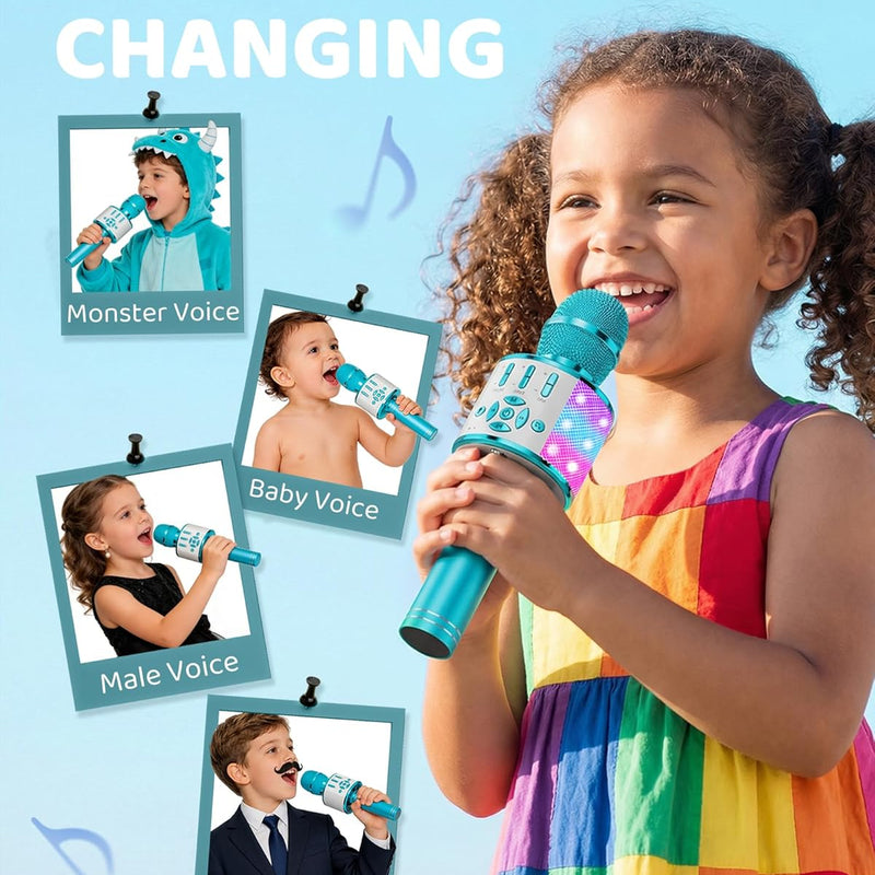 Amazmic Kids Karaoke Microphone Machine with LED Light, Bluetooth, for Girls and Boys Age 3-12