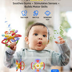 Baby Montessori Silicone Teething Toy with Rattle - Safe, BPA-Free for Teething Relief & Sensory Play, 0-12 Months
