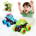 LODBY 2-pack Dinosaur Truck Toys for 2-6 Year Old Boys, Push and Go Cars for Toddlers