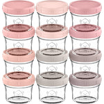 KeaBabies 12pk 4oz Glass Baby Food Containers with Lids, Leak-Proof (Slate) | Microwavable Small Glass Jars, Baby Purees, Toddler Snack Storage Containers, BPA-Free, Dishwasher-safe, Freezer Safe