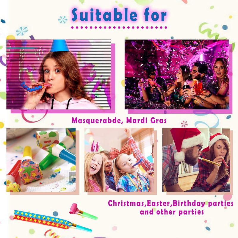 Colorful party blowers for birthday, wedding, and other celebrations (25 PCS)
