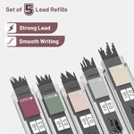 Mr. Pen- Art Mechanical Pencil Set, 5 Sizes (0.3, 0.5, 0.7, 0.9, 2.0mm) | 5 HB Lead Refills & 10 Eraser Refills, Precision Drawing Pencils for Sketching, Writing & Artwork