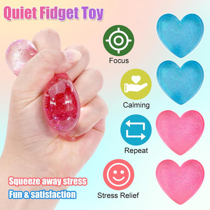 2-Pack Stress Cube Set: Quiet Squishy Toys for Anxiety Relief & Improve Focus, Durable, Sensory Squeeze Blocks for Adult Kid in Classroom Office Home Car (2” Wide, Blue & Pink)