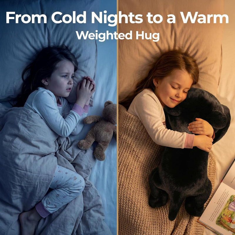 Mewaii Weighted Stuffed Animals 5 lbs Adjustable, Heated & Coolable 23 Inch Plush for Realistic Hug, Microwavable Removable Inner Pad, Cat Gifts for Adults & Kids (Black)