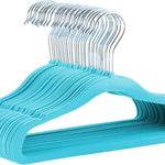 Amazon Basics Kids Space Saving Velvet Non-Slip Clothes Hangers with Shoulder Notches for Infant and Toddler, 11.6", Blush, 50-Pack