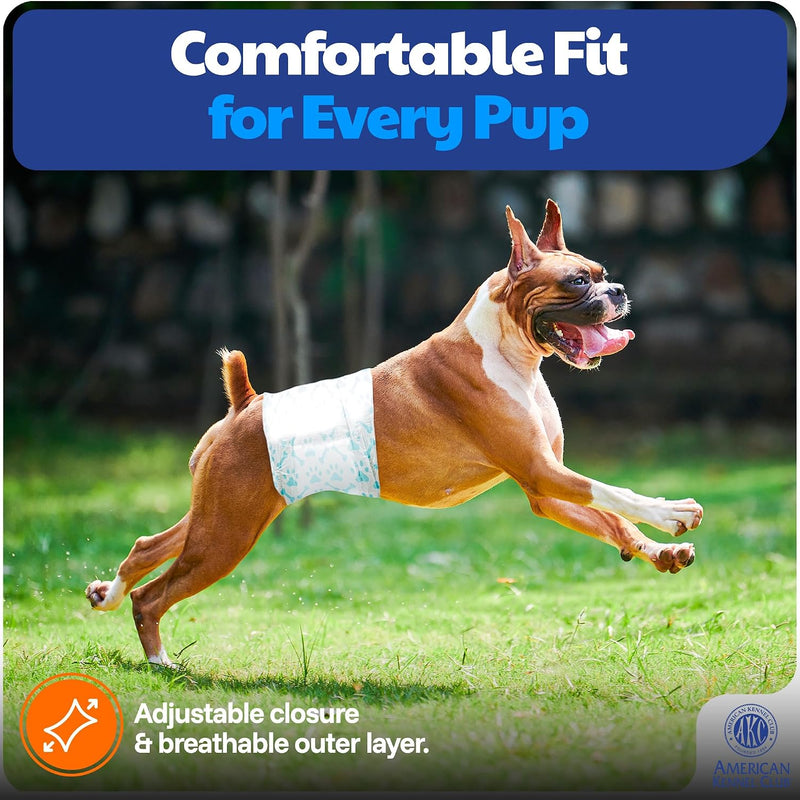 American Kennel Club Male Dog Wrap, Disposable Diapers with Wetness Indicator, Medium, 50 Count