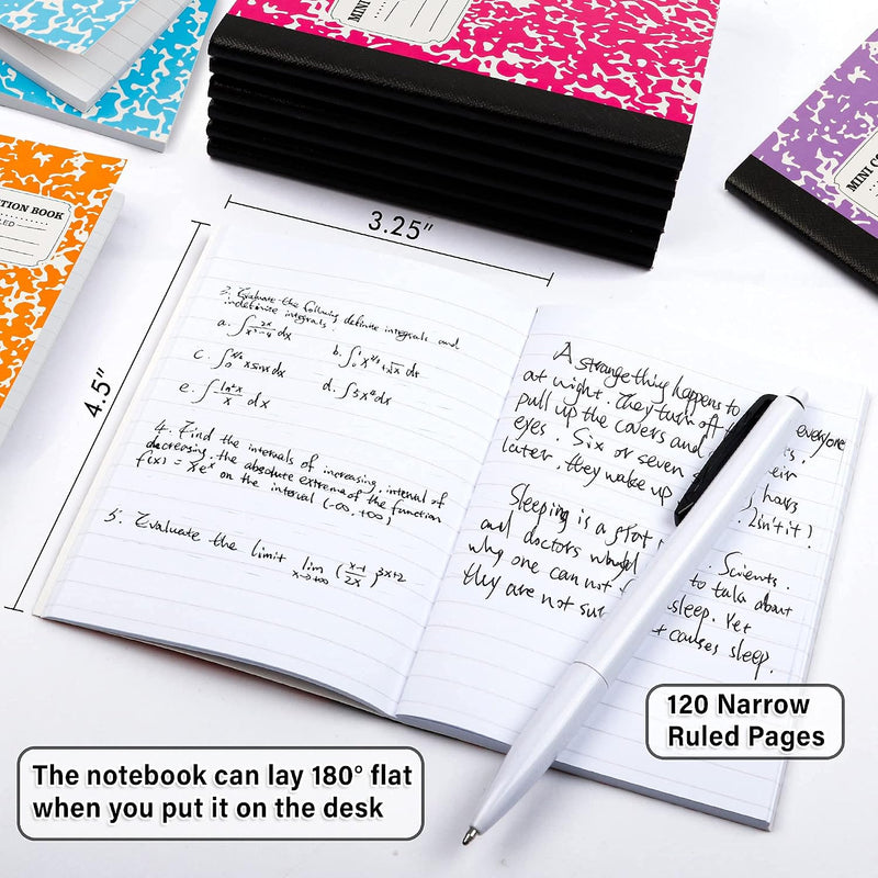 feela Mini Composition Notebook, Cute 30 Pack 5 Pastel Colors Narrow Ruled Mini Composition Books Bulk, Small Pocket Marble Journal Notebooks for Kids Students College, Pocket Size 4.5 x 3.25 in
