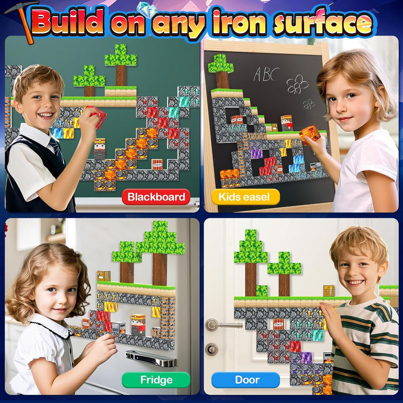100PCS Magnetic Blocks Building Toys, STEM Learning Sensory Toys for Kids Age 3-5 4-8 5-7 8-12, Gem Cave Adventure Mine Magnet World Craft, Christmas Game Gift for for 3+ Years Old Boys Girls(0.8")