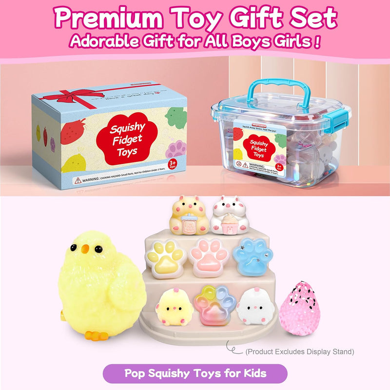 10 Pack Taba Squishy Toys kit with Toy Box & Cute Stickers, Kawaii taba Squishies Stress Relief Toys Party Favors for Kids 4-8 8-12, Squishy Fidget Toys for Kids , Birthday Gifts Toys for Girls 8-10