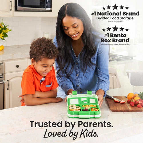 Bentgo Kids Bento-Style 5-Compartment Leak-Proof Lunch Box - Just-Right Portions for Ages 3 to 7, Durable, Drop-Proof, Dishwasher Safe, PFAS & BPA-Free & Made with Food-Safe Materials (Green)