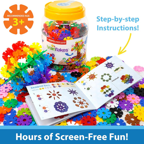 Brain Flakes 500 Piece Set, Aged 3+, Interlocking Plastic Disc Toy for Creative Building and STEM Learning