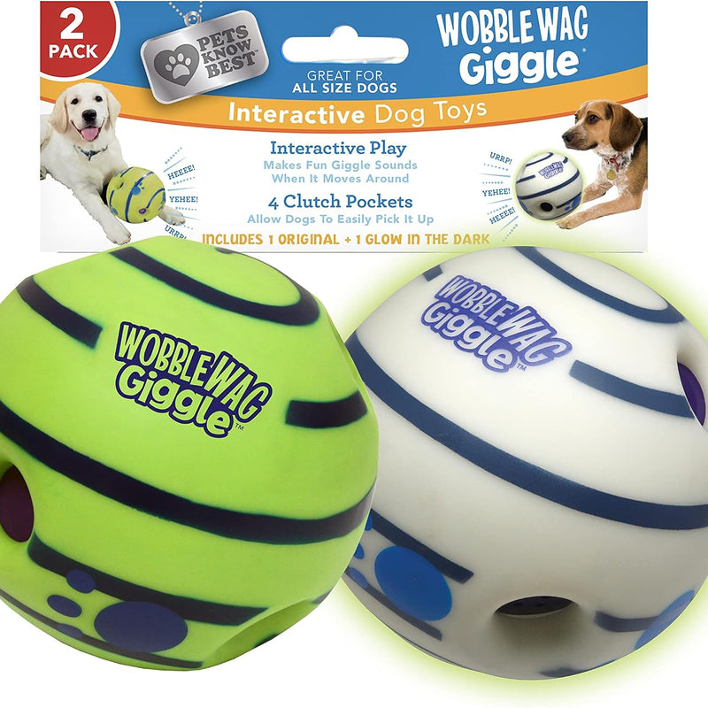 Wobble Wag Giggle Ball, Interactive Dog Toy, Fun Giggle Sounds When Rolled or Shaken, Pets Know Best, As Seen On TV