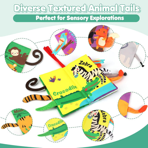 beiens baby books toys, touch and feel crinkle cloth book for infant 0-12 months, early development interactive stroller soft toys