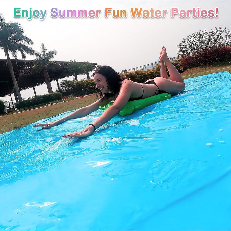 40FT Slip Lawn Water Slide, Giant Slip, Splash and Slide for Kids Adults | Teens Summer Slip Water and Slides Heavy Duty for Outdoor Backyard Lawn Summer Party with 14 Stakes and 2 Bodyboards