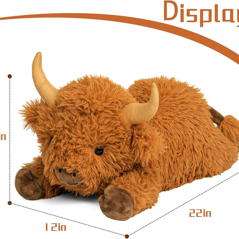 Wepop 5lbs Highland Cow Weighted Stuffed Animals, 22in Giant Highland Cow Gift Plush Toy,Adorable Stuffed Animal for Kids and Adults Highland Cattle Plushie Pillow Decor