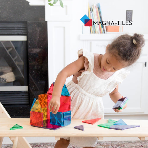 MAGNA-TILES Classic 32-Piece Magnetic Construction Set for 3+ Year Olds - Primary Colors and Geometric Shapes