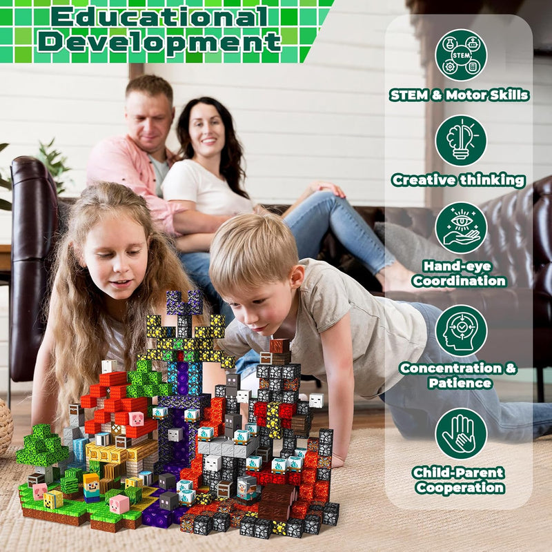 Magneverse Magnetic Blocks - 150 PCS Magnetic Building Blocks for Kids, Magnet Building Cubes for Boys Girls, STEM Montessori Sensory Toys Stacking for 3 4 5 6 7 8 9 10 11 12 13 Birthday Gift