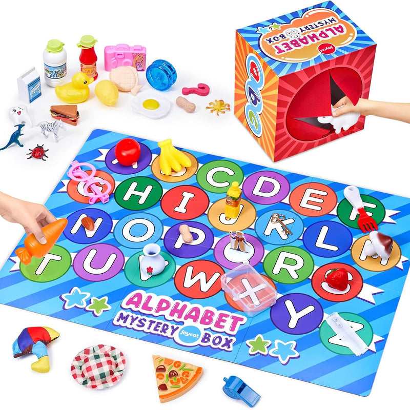 joycat mystery alphabet box for kids, 26 pcs letters sorting matching game activities