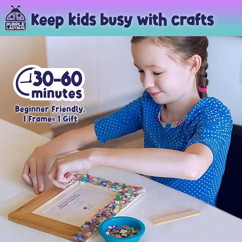 Mother of Pearl DIY Mosaic Photo Frame Craft Kit for Girls Ages 8-12 | Make-your-own Activity, Summer Projects, Tween Gift, 9 Year Old Birthday Present, Creative STEAM Activity