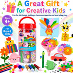 FUNZBO Arts and Crafts Supplies for Kids - Toddler DIY Craft Set | with Glitter Glue Sticks, Pipe Cleaners, Pom Poms , Popsicle Sticks Tools for School, Birthday Gifts for Boys & Girls Ages 4+