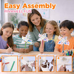 4E's Novelty 24 Pack DIY Pinwheels Craft for Kids, Bulk Summer Pinwheel Craft Kit, Color Your Own Paper Windmill Patriotic Pinwheels for Kids Bulk 4th ofJuly Craft for Kids Art Games