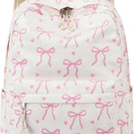LOIDOU Backpack for Girls School Backpacks Bookbags for Elementary Middle School Women Laptop Backpacks (Bow tie Beige, L-17)