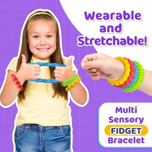 Sensory Toys Fidgets for Kids Adults - 4 Pack Stretchy Fidget Toys Bracelets | Texture & Calming Autism Sensory Toys for Special Needs Autistic Children Classroom Fidgets| Squishy Fidgets Travel Gifts