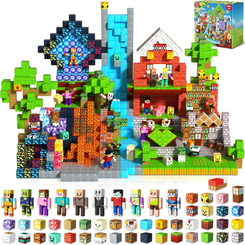 magneverse 20 magnetic action figures 360 degree rotating arms magnetic building blocks toy set for kids 6+ years