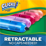 Crayola Clicks Retractable Tip Markers (10ct), Washable Cone Tip Art Marker Set, Cute Aesthetic School Supplies, Classroom Must Haves, Ages 3+