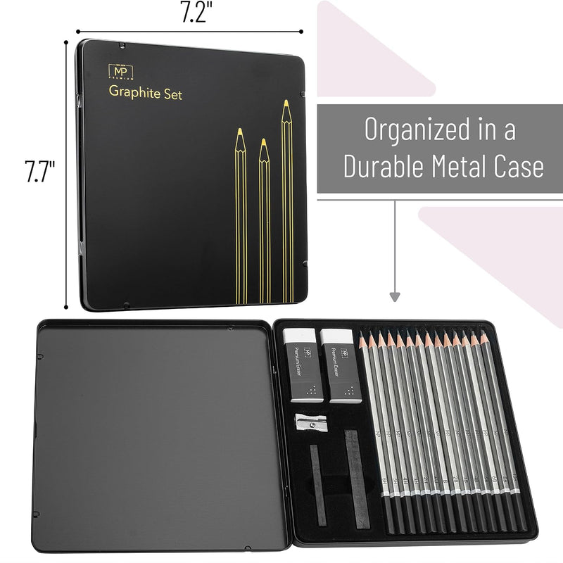 Mr. Pen- Drawing Sketching Pencil Set, 19 pcs, Graphite Pencils (10B-6H) | Graphite Sticks, Erasers, Metal Sharpener, for Drawing, Sketching, Shading & Art Projects