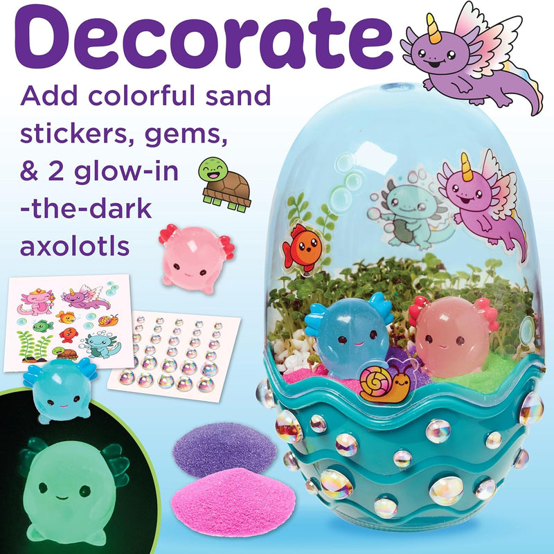 Kids' Axolotl Terrarium STEM Science Kit, Arts and Crafts, Indoor Gardening for Girls (Ages 6+) - Spring Gifts & DIY Toys