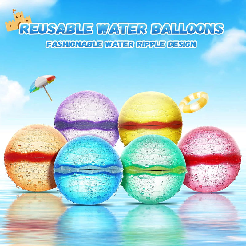 12 PCS Reusable Water Balloons, Self-Sealing Refillable Magnetic Water Balls, Pool Beach Water Toys for Boys and Girls, Outdoor Summer Toys for Kids Ages 3+