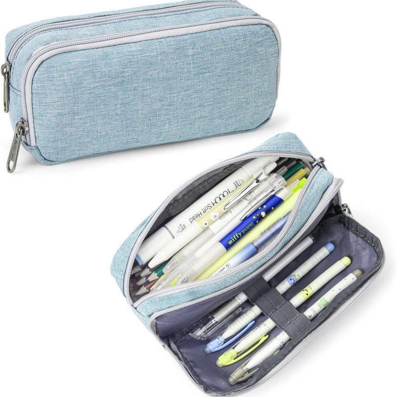 Della Gao Large Pencil Case, Big Capacity Pencil Pouch with 2 Compartments, Office Pencil Bag with Zipper, Big Pen Case for Adults (01-Black)