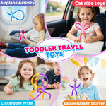 Giraffe Sensory Travel Toys 4Pcs for Roadtrip Car Ride Airplane Toddler Girl Year Old Ages 2 3 4 5 6 7 8, Suction Autism Pop Tube Fidget Toy Autistic Valentines Day Stocking Easter Basket Stuffer Gift