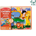 Melissa & Doug Safari Wooden Chunky Puzzle (8 pcs) for Toddlers and Preschoolers, FSC Certified, Ages 2+