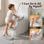 Orzbow Potty Training Seat with Step Stool, Adjustable Height, Anti-Slip | Safety Handles, Comfortable Seat Cushion, Splash Guard for Toddler Boys and Girls, Fits Most Toilets, Foldable Storage, Gray