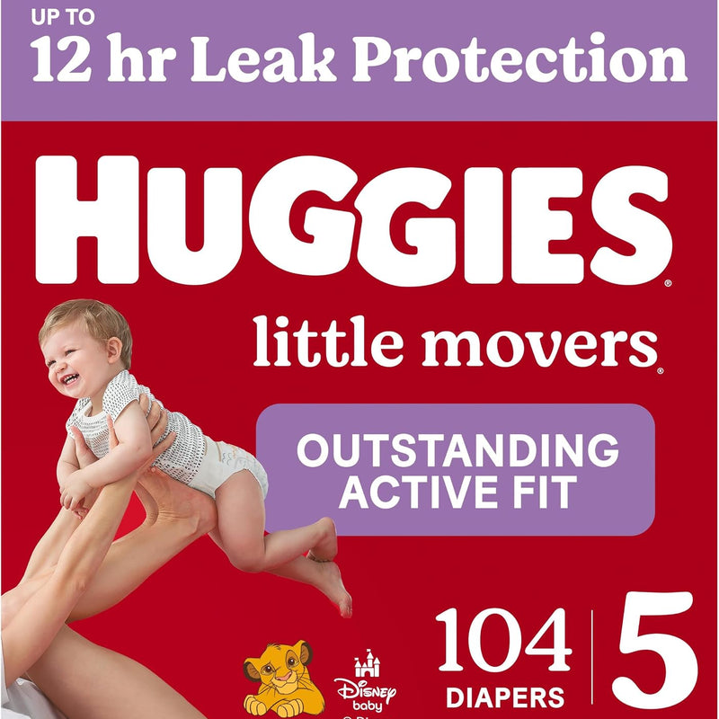 Huggies Size 4 Diapers, Little Movers Baby Diapers, Size 4 (22-37 lbs), 120 Count, Packaging May Vary