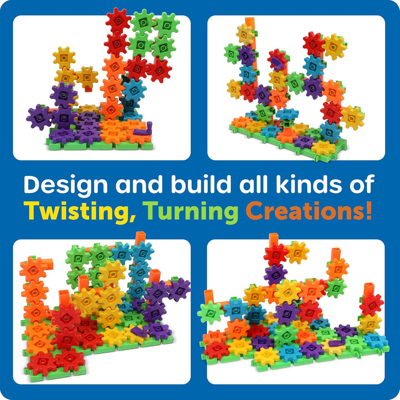 Learning Resources Gears 100-Piece Deluxe Building Set -STEM Activities, Fine Motor Skills, Toddler Explorer Kit, Science and Construction, Boys and Girls Gifts