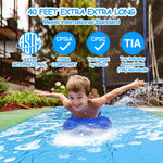 Slip Water Slide, 40FT Giant Slip Water Slides for Kids Backyard, Heavy Duty Slip and Water Slide for Kids Adults Waterslides Backyard Summer Outdoor Toys with 14 Stakes and 2 Inflatable Bodyboards
