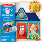Melissa & Doug First Shapes Jumbo Knob Puzzle, Wooden Peg Puzzle, Ages 1+, Educational Toy for Shape Recognition