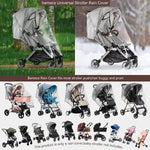 bemece Clear Stroller Rain Cover, Breathable Transparent Weather Shield | Universal EVA Stroller Rain Cover, Rain/Wind/Snow/Dust Proof, Air Vents, All-round Portection, Durable, Portable
