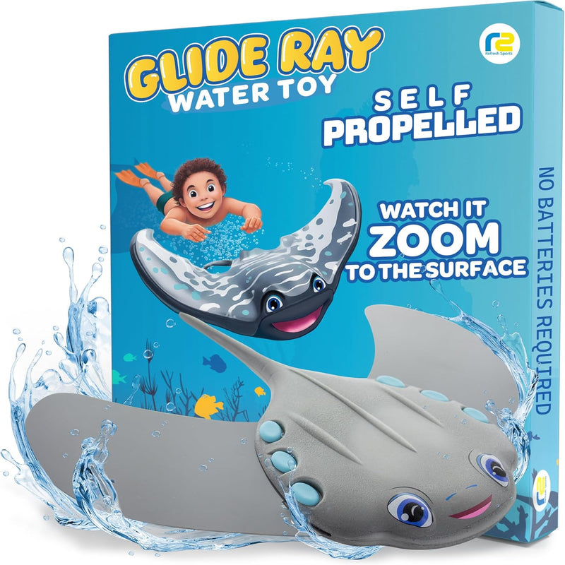 Swimming Pool Toys for Kids: Stingray Pool Torpedo Swim Toy - Self Propelled Water Toy Glides Underwater - Best Water Games & Outdoor Gifts for Boys & Girls - Diving Toys For Kids Ages 5 6 7 8 9 10 +
