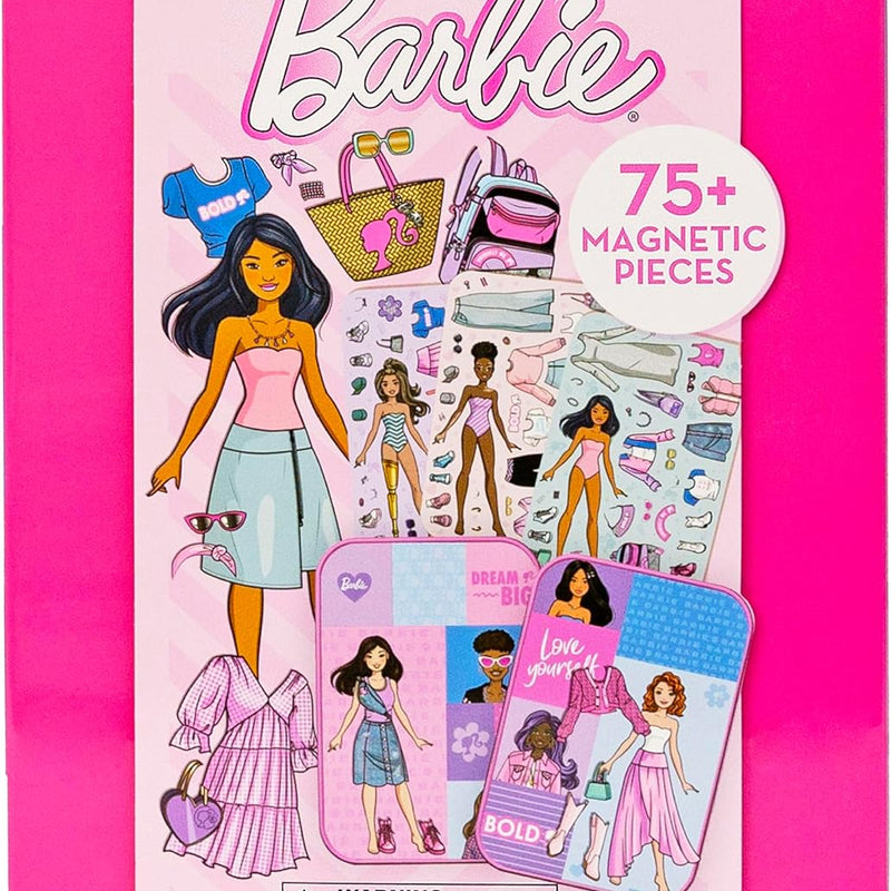 Barbie D.I.Y. Magnetic Play Set, 75 Pieces, 3 Magnetic Dolls, Crafts for Kids Ages 4-8, 4 Year Old Girl Birthday Gifts, Girl Toys, Cute Travel Toy, Fun Airplane Activities, Pretend Play for Girls