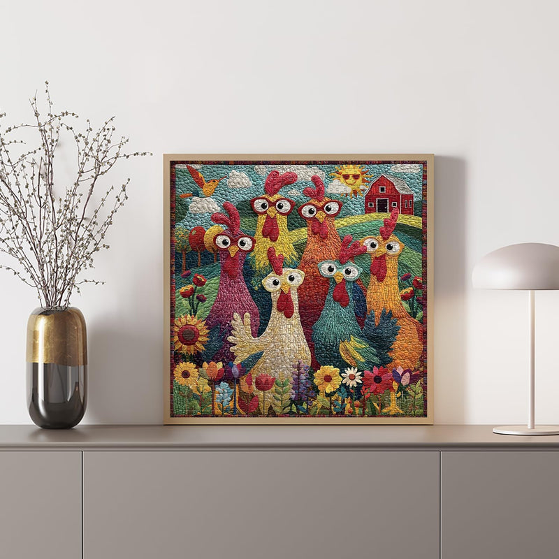 Chicken Puzzles for Adults, 1000 Piece Jigsaw Puzzle, Funny and Colorful Chicken Art Challenge