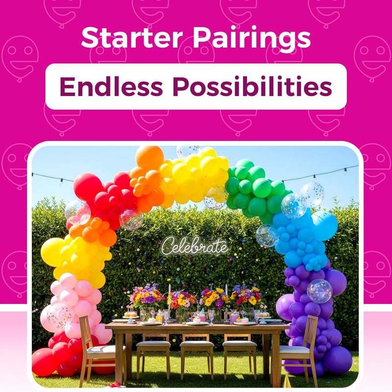 100 Pack Assorted Rainbow Latex Balloons for Birthday and Wedding Party Decorations